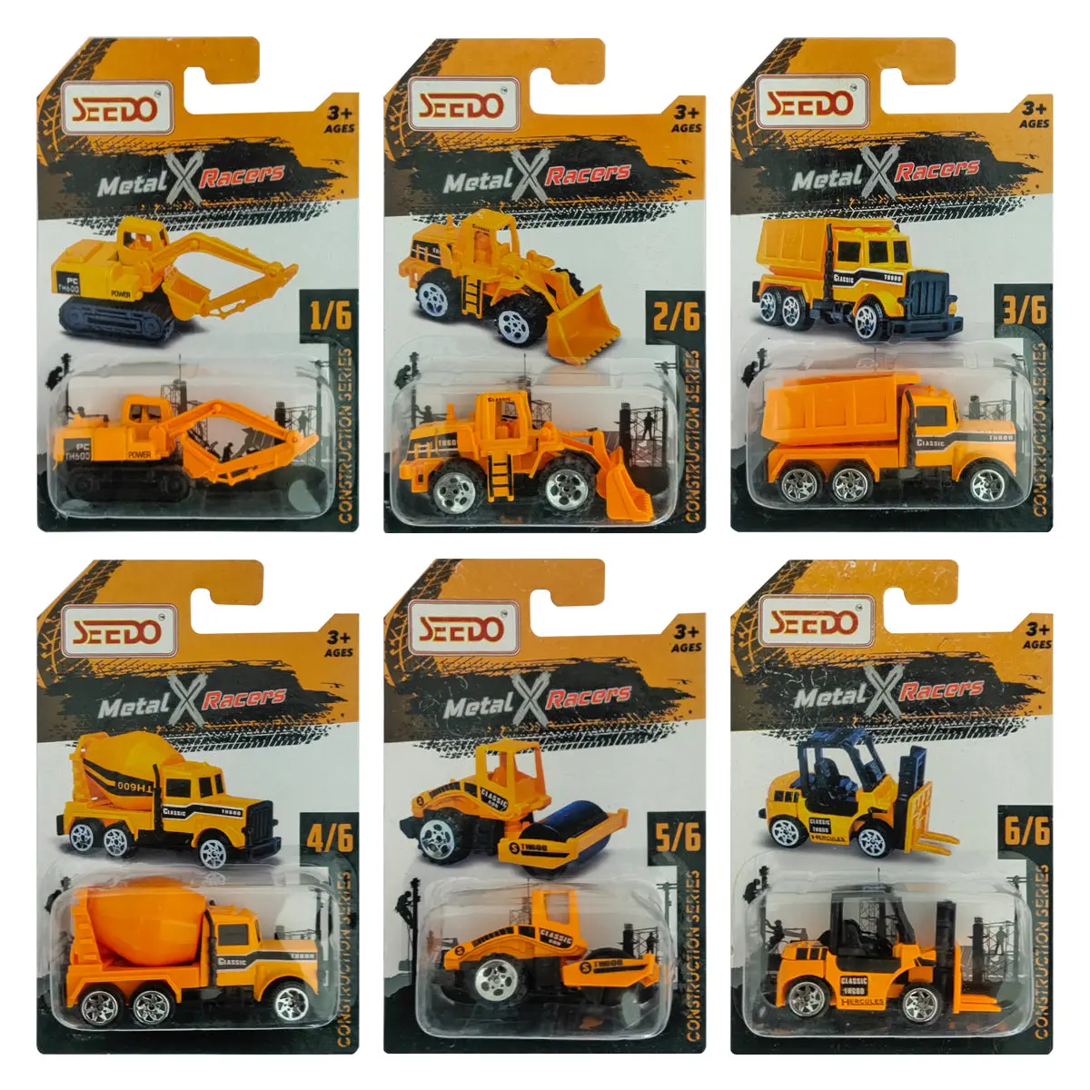 Seedo Metal X Racers Construction Series Die Cast Car For Ages 3+, Pack Of 6 1