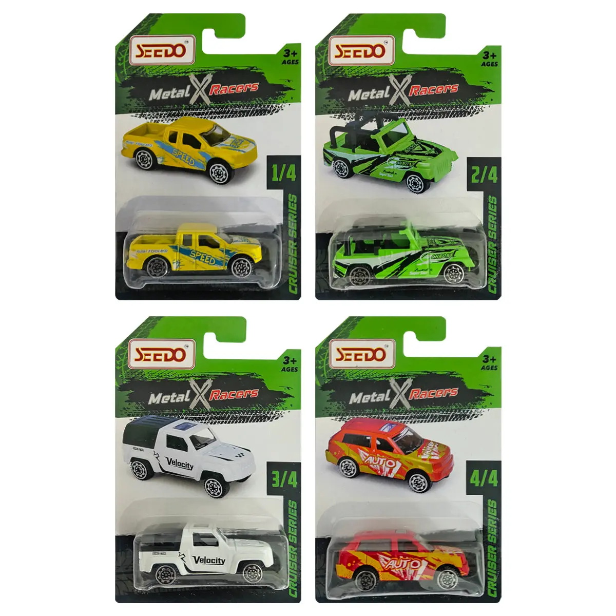 Seedo Metal X Racers Cruiser Series Die Cast Car For Ages 3+, Pack Of 4 1