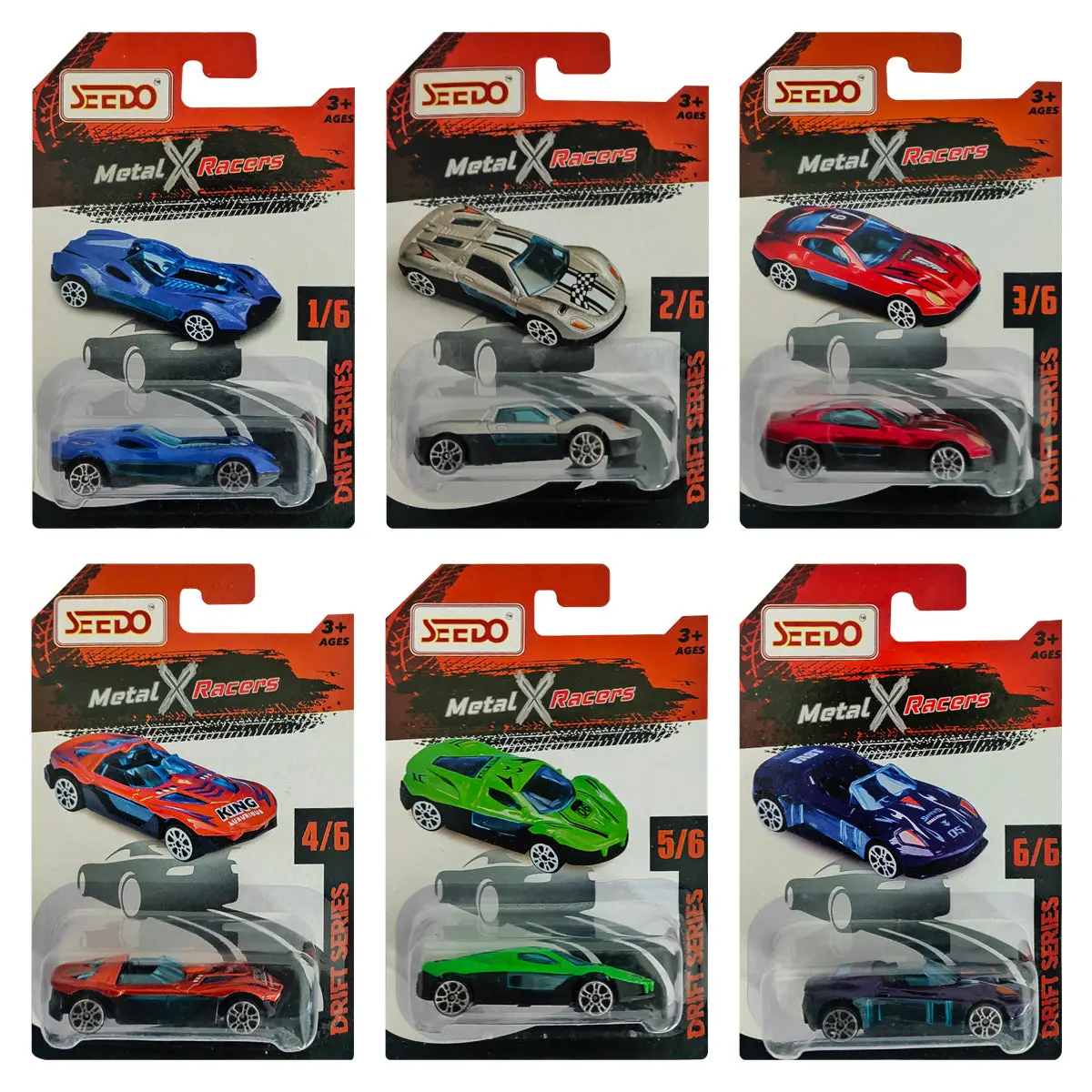 Seedo Metal X Racers Drift Series Die Cast Car For Ages 3+, Pack Of 6 1