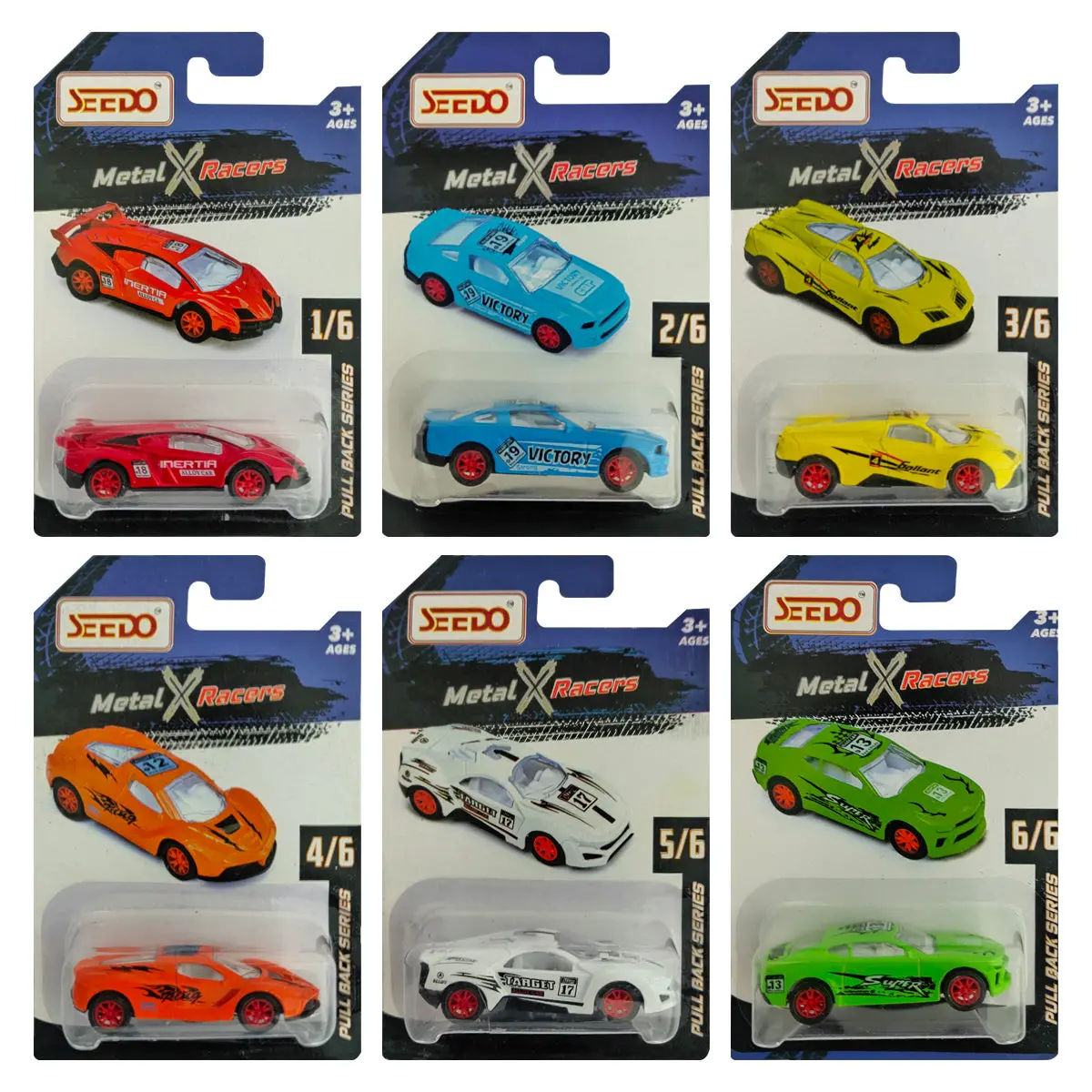 Seedo Metal X Racers Pull Back Series Die Cast Car For Ages 3+, Pack Of 6 1
