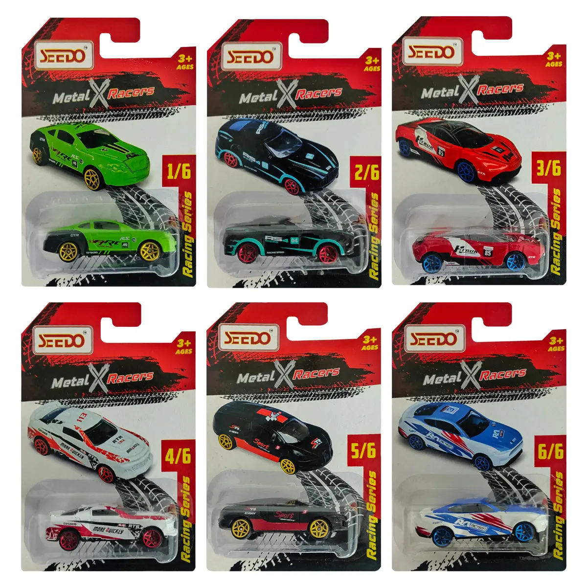 Seedo Metal X Racers Racing Series Die Cast Car For Ages 3+, Pack Of 6 1