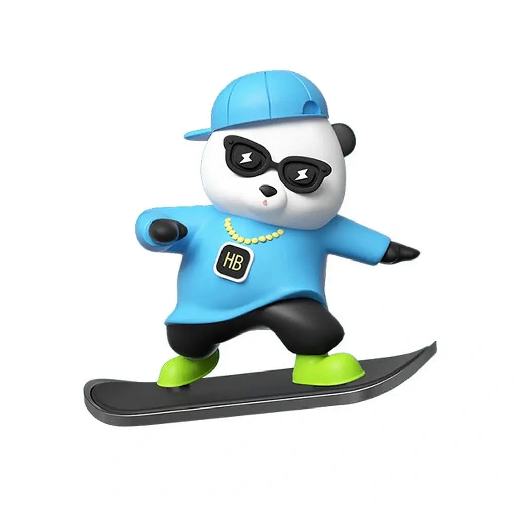 Skateboarding Teddy Bear Cap Display Screen Sliding Ornament 2