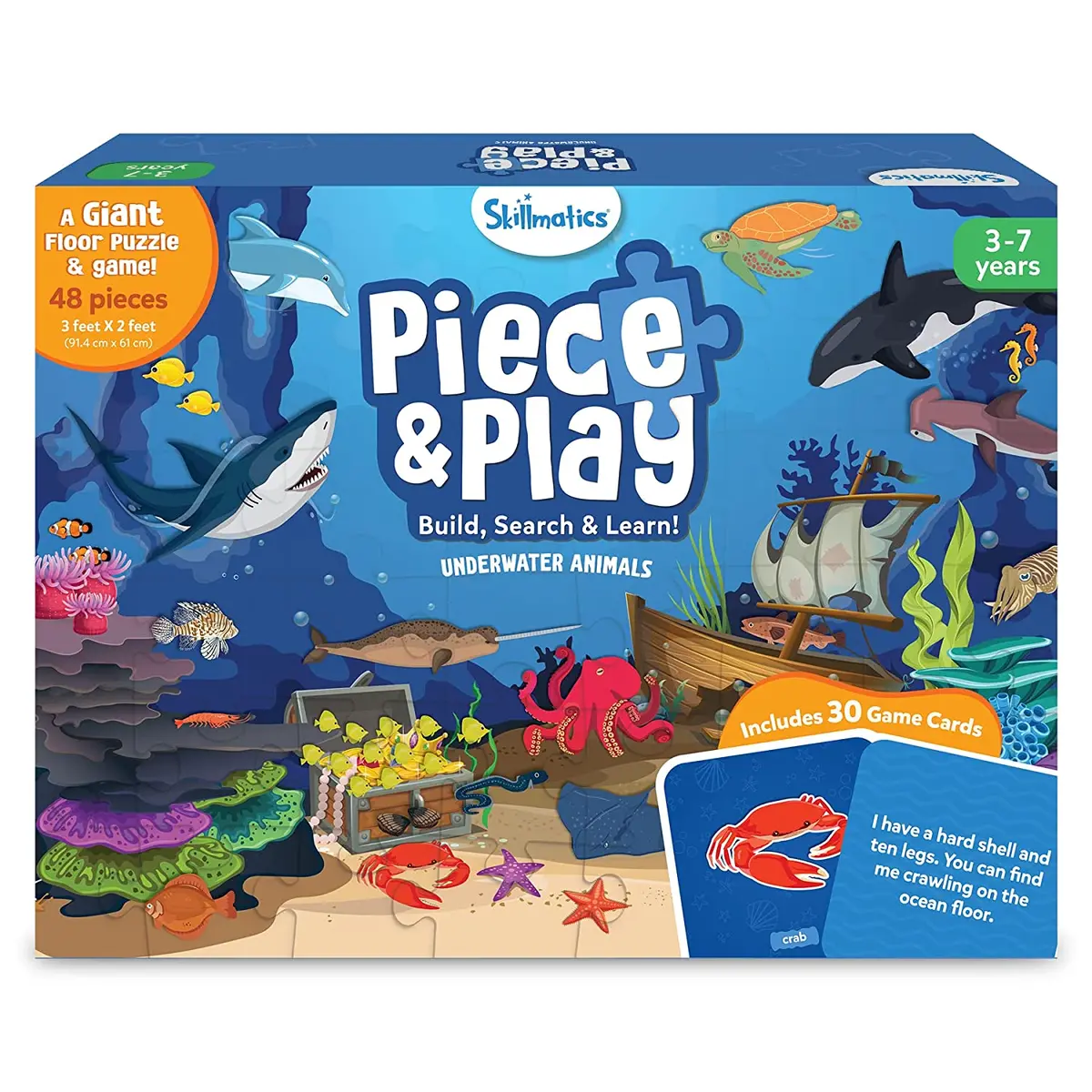Skillmatics Piece & Play Up In Underwater Animals - Educational Floor Puzzle & Game For Ages 3-7 Years 1