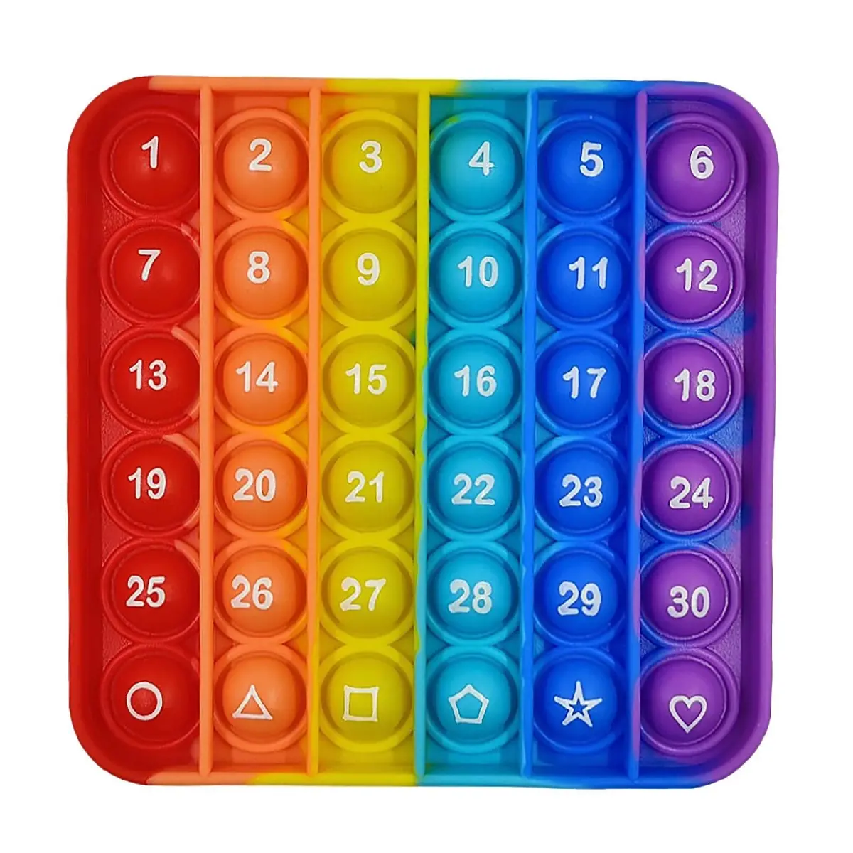 Fidget Toys - Rainbow Push Pop Bubble (12 Cm) With Numbers 1
