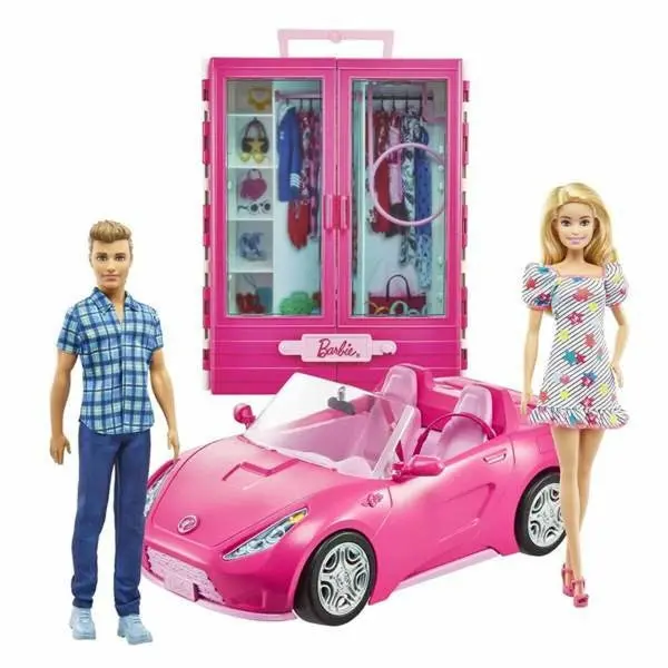 Puppe Barbie "Deluxe Ausflugsset" - Barbie, Ken, Cabrio & Schrank 1