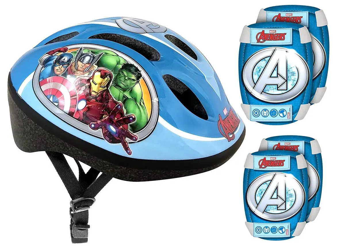 Helmet, Elbow &Amp; Knee Pads (5 Pieces) For Skaters - Protect Marvel's Avenger 1