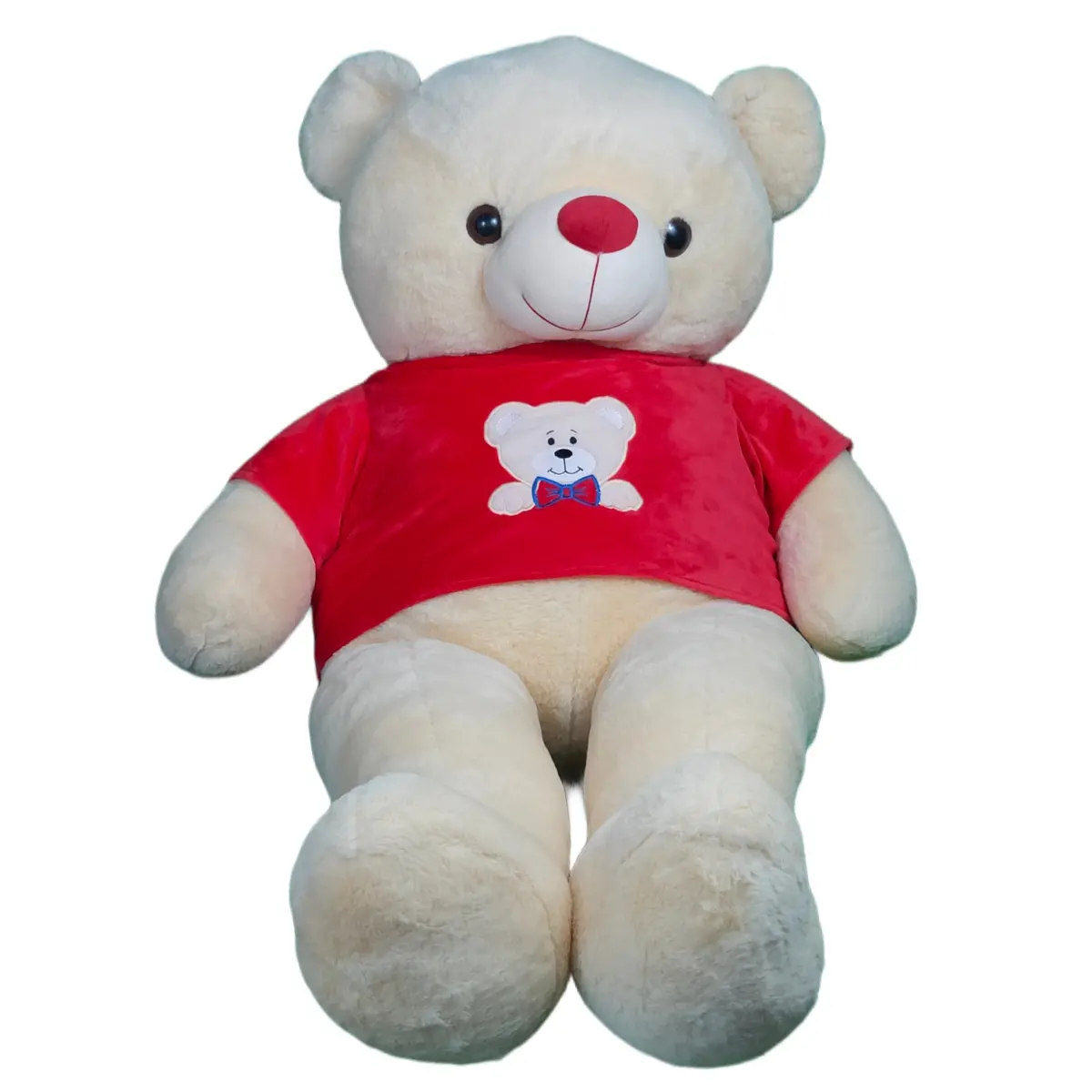 Play Hour Teddy Bear Plush Soft Toy Wearing Red T-Shirt For Ages 3 Years And Up - Yellow, 120Cm 1