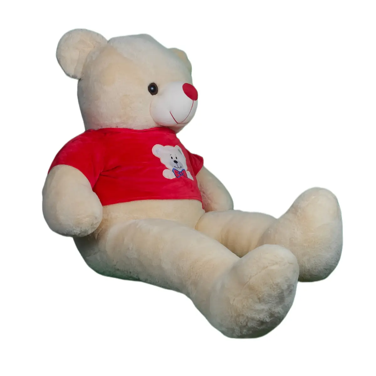 Play Hour Teddy Bear Plush Soft Toy Wearing Red T-Shirt For Ages 3 Years And Up - Yellow, 120Cm 2