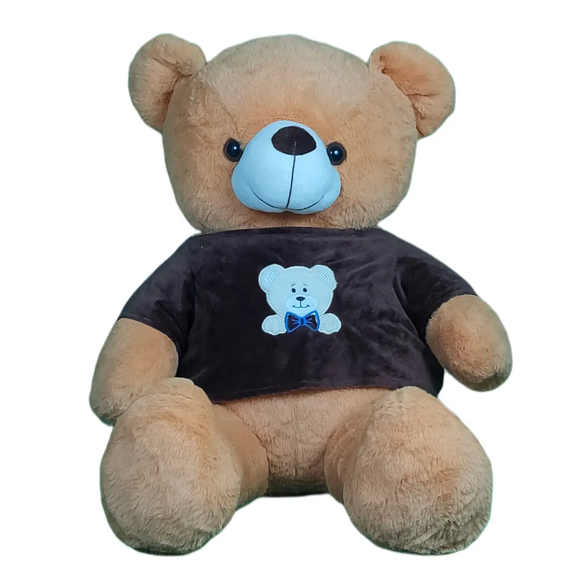 Play Hour Teddy Bear Plush Soft Toy Wearing Brown T-Shirt For Ages 3 Years And Up - Brown, 95Cm 1