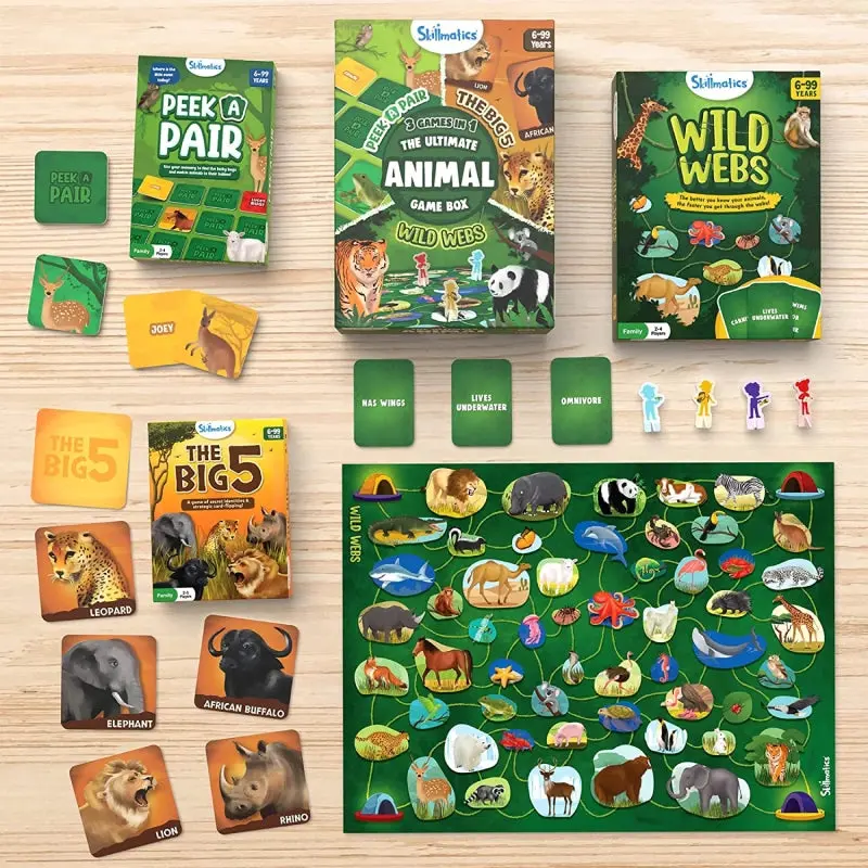 Skillmatics 3In1 The Ultimate Animal Game Box Board Games For Ages 6+ 2