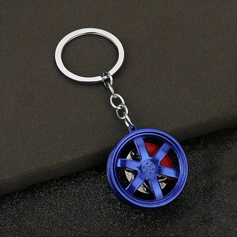 Tire Wheel Rim Keychain- Blue 1