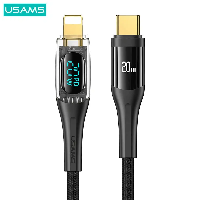 Usams Type-C To Lightning Pd 20W Transparent Digital Display Cable 1