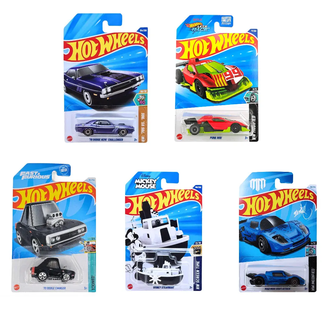 Hot Wheels Basic Car J Case 2025 Wave One Pack Of 5 Mainlines For Collectors 1