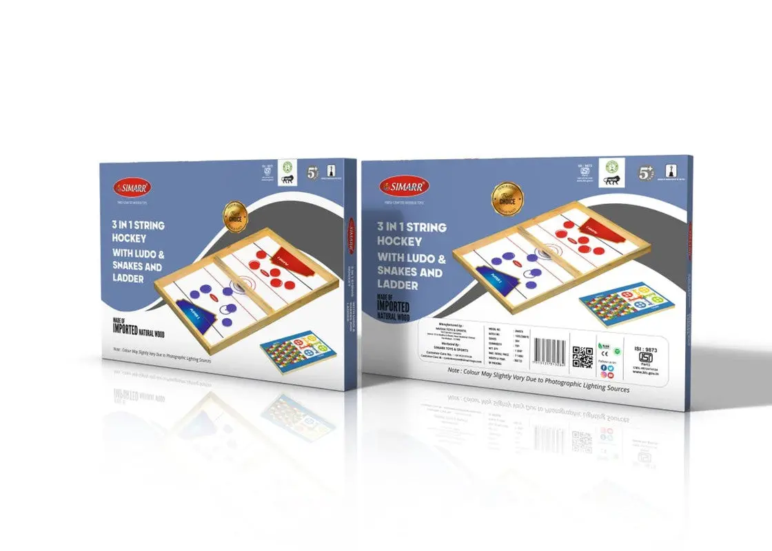 Simarr 3 In 1 String Hockey With Ludo & Snakes And Ladders For Kids Ages 5 Years And Up 1