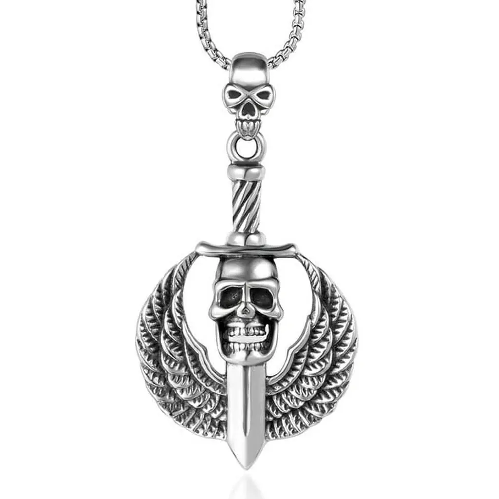 Winged Skull Sword Pendant 1