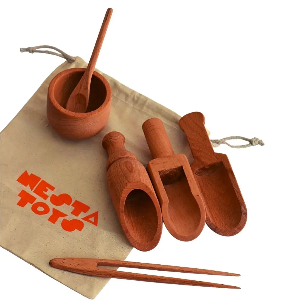 Nesta Toys Wooden Sensory Tool Toy Set Of 6 - Montessori Toys For Kids Ages 2+ 1