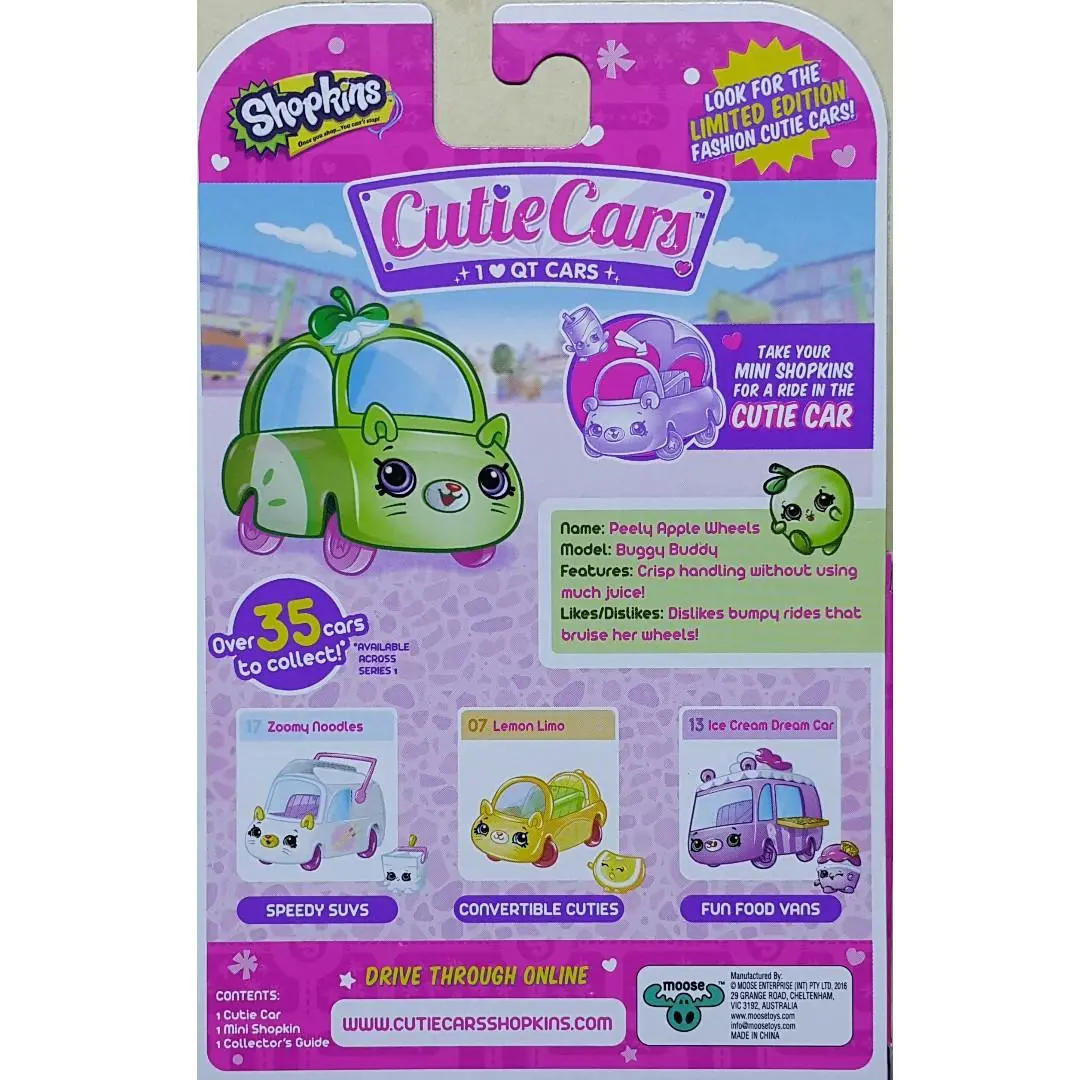 Moose 56582 Shopkins Cutie Cars 08 Peely Apple Wheels Die Cast Body (Epc-1432-10) 存 2