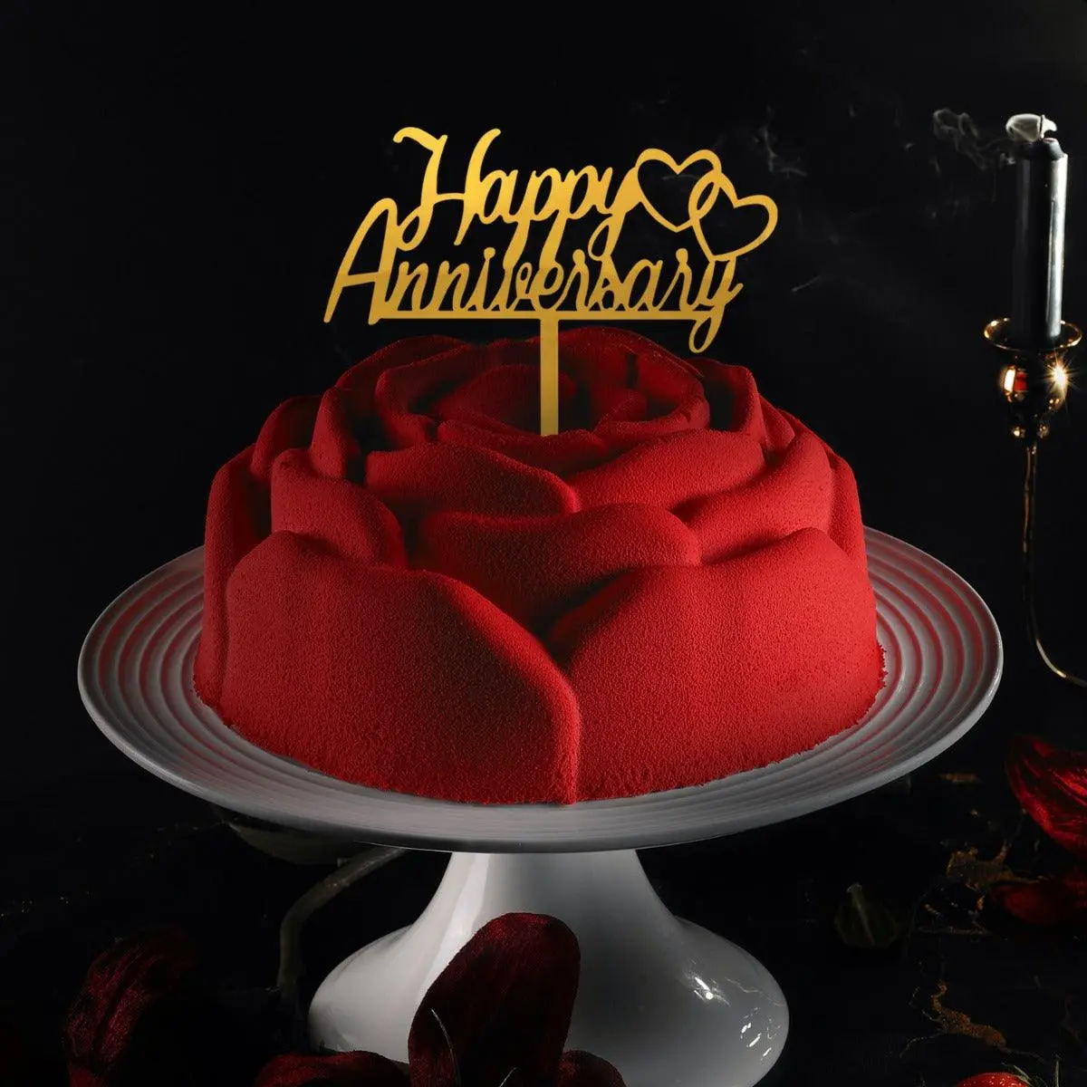 Partycorp Gold Acrylic Happy Anniversary With Heart Cake Topper, 1 Piece 1