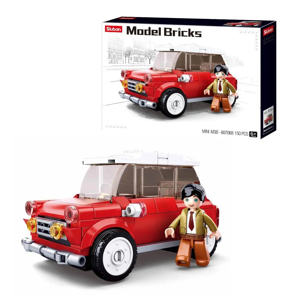 Sluban Mini Car Red Building Blocks For Ages 6+ 1