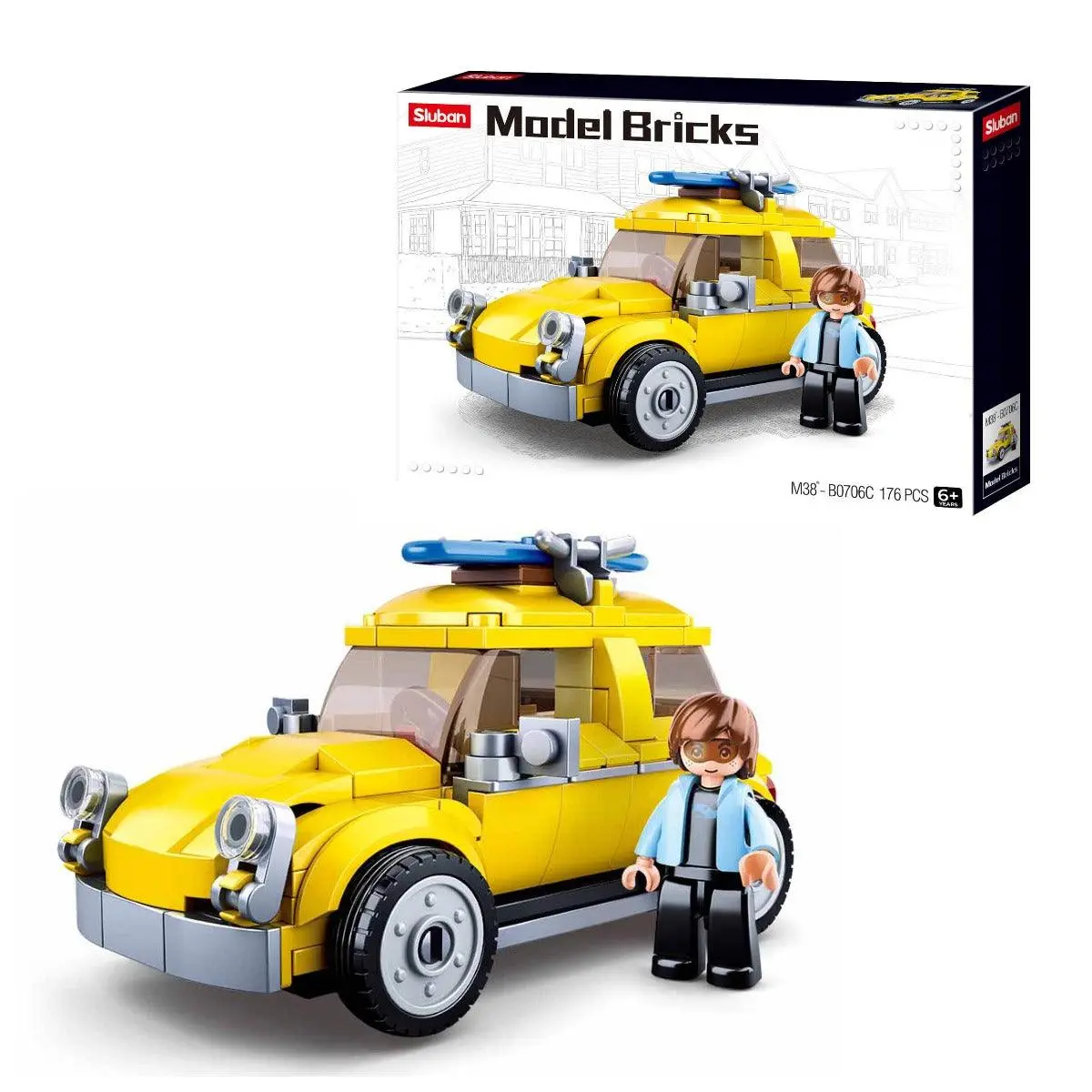 Sluban Beetle Car Yellow Building Blocks For Ages 6+ 1
