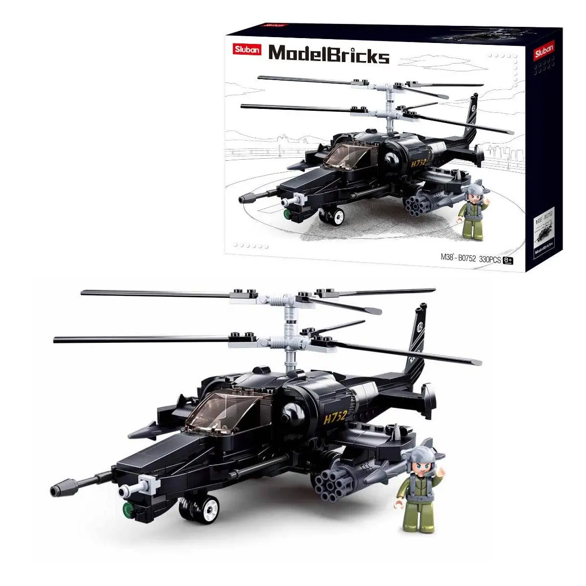 Sluban Ka-50 Black Shark Combat Helicopter Building Blocks For Ages 6+ 1