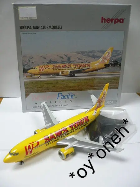 Herpa 1/200 Western Pacific Airlines &Quot;Sam's Town&Quot; Boeing 737-300 N955wp (550284) 1