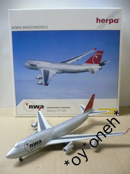 Herpa 1/400 Nwa Northwest Airlines 西北航空 Boeing 747-400 N661us (560887) (Piu30) 1