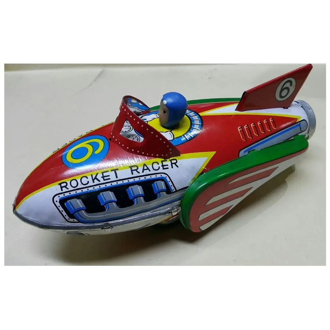 Tin Toys Mf735 火箭賽車 鐵皮玩具 Collectable Item Rocket Racer Friction With Siren 2