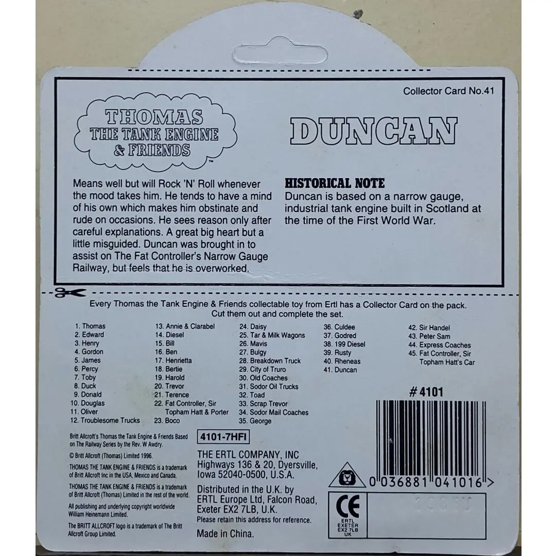 Ertl 04101 湯瑪士小火車 鄧肯 Thomas The Tank Engine & Friends Duncan (官倉) 存/Sa 2