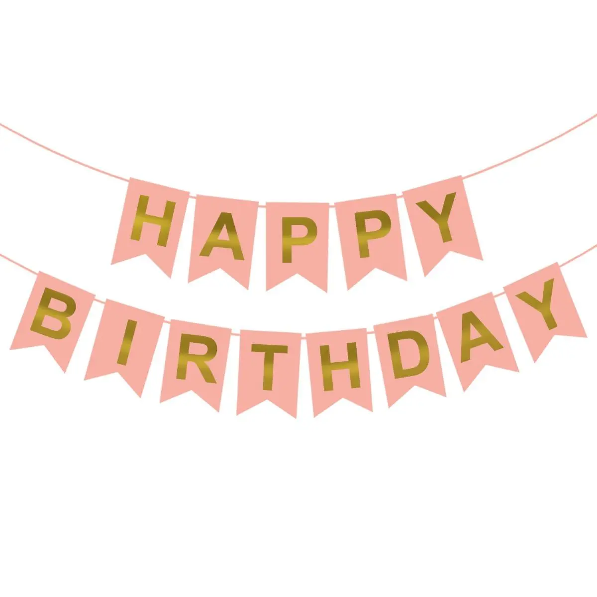 Partycorp Baby Pink & Gold Happy Birthday Printed Wall Banner Decoration For All Ages, Birthday Party Supplies 1