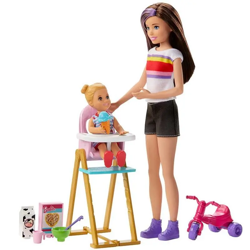 Barbie Skipper Babysitters Doll And Feeding Fun Playset 1