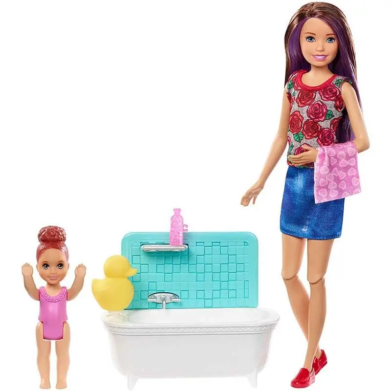 Barbie Skipper Babysitters Dolls And Bathtime Playset 1