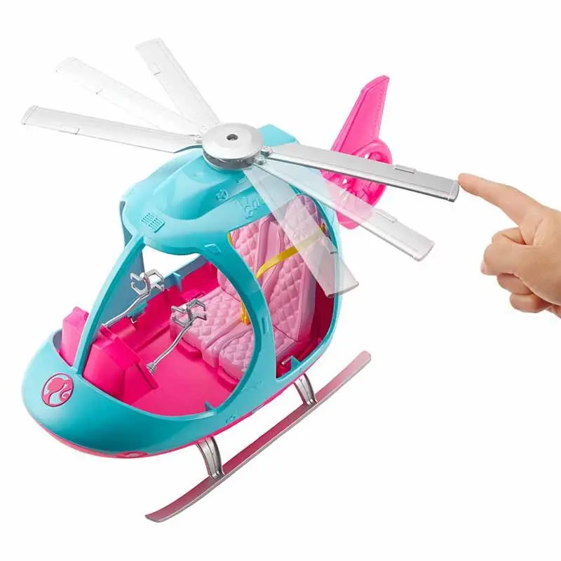 Barbie Travel Pink And Blue Helicopter With Spinning Rotors 2