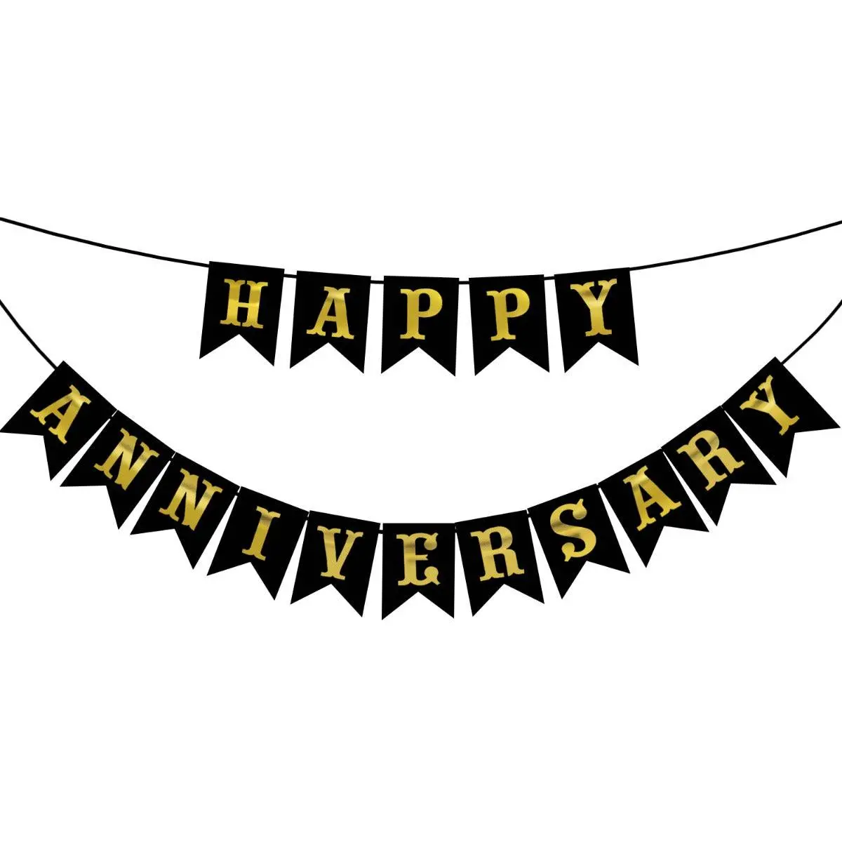 Partycorp Black & Gold Happy Anniversary Printed Wall Banner Decoration Set 1