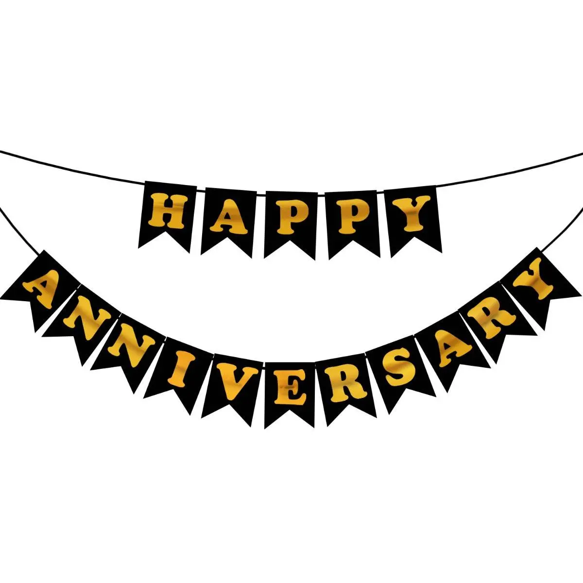 Partycorp Black & Gold Happy Anniversary Printed Wall Banner Decoration Set 1