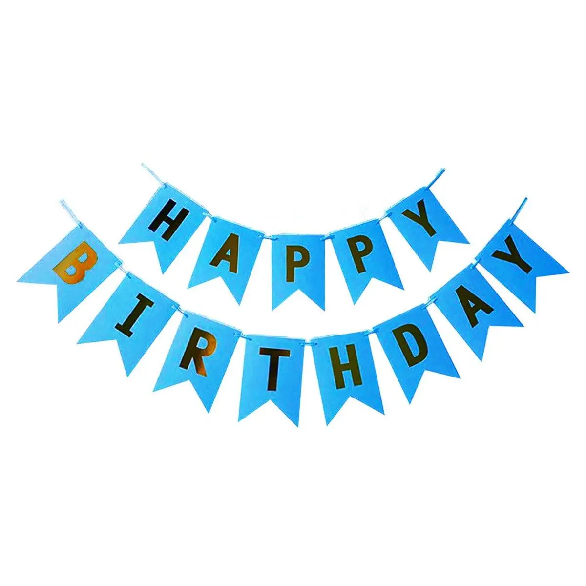Partycorp Blue & Gold Happy Birthday Printed Wall Banner Decoration For All Ages, Birthday Party Supplies 1