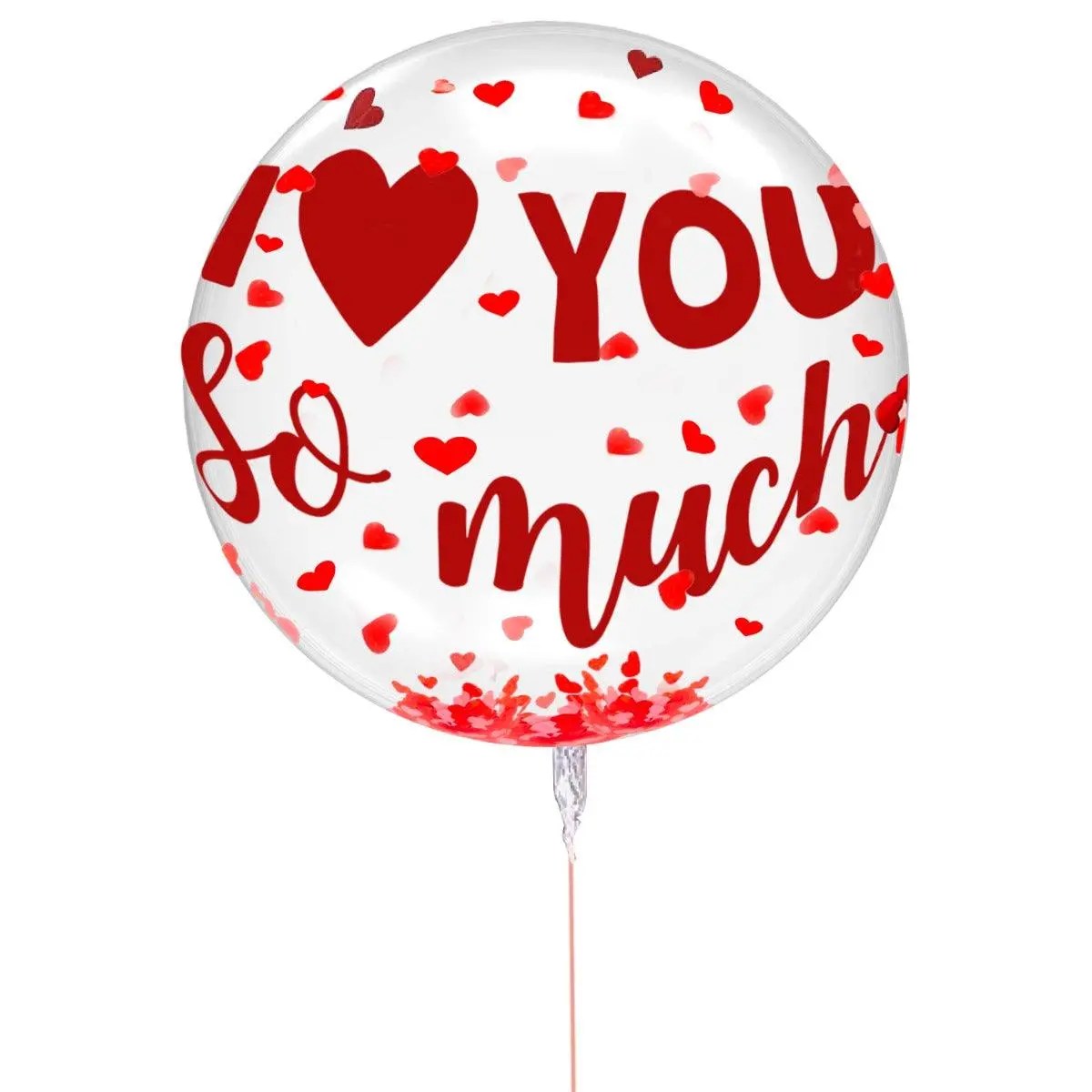 Partycorp Round Tranparent Confetti Bobo Balloon With I Love You Sticker For Party Decoration, 1 Pc 1