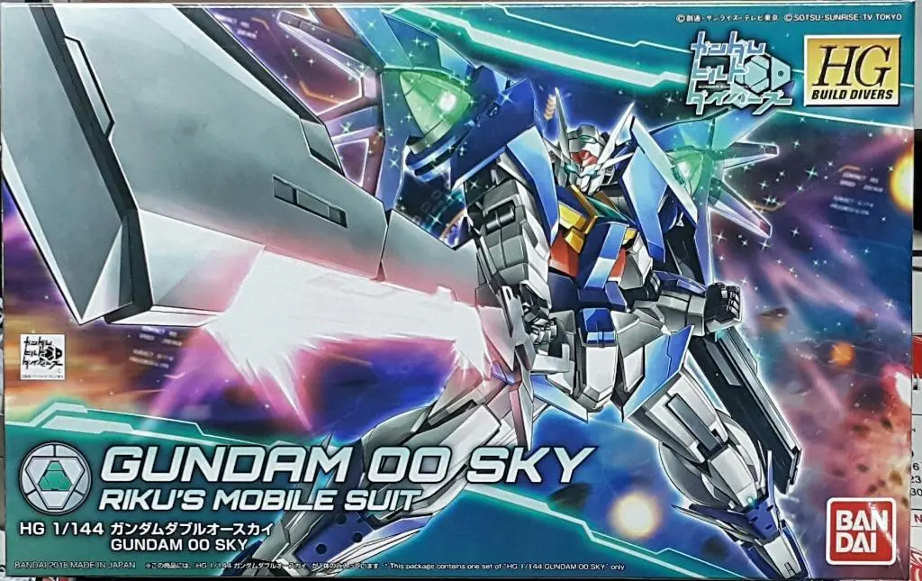 Toy Bandai 30451 高達創戰潛行者 小陸 三上陸 高達00 Sky 模型 Hg Gundam Build Divers 014 Gundam 00 Sky Riku's Mobile Suit Model Kit (Epc-2250-21) L 1