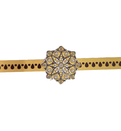 Canvas Design Mandala Yellow Rakhi/Band For Kids Ages 3-12 Years 1