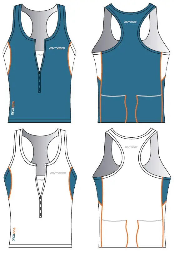 Womens 226 Tri Singlet White Coral Blue 1