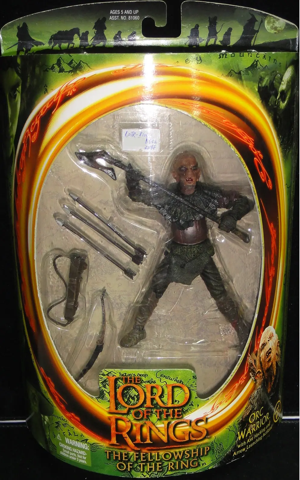 Toy Biz 魔戒首部曲 魔戒現身 半獸人戰士 The Lord Of The Rings The Fellowship Of The Ring Orc Warrior With Axe Hacking And Arrow Launching Actions (Lotr-81064) B6323297 1