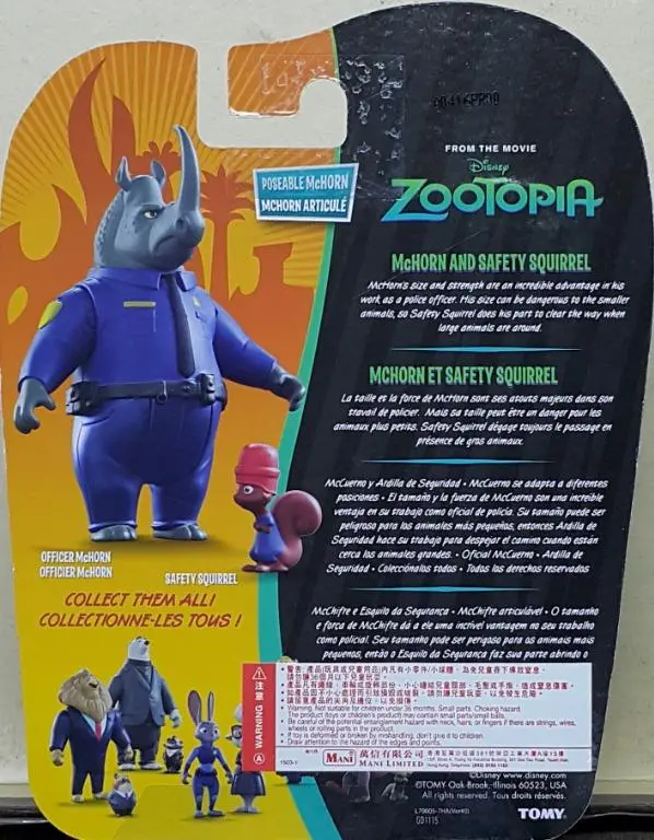 Tomy Disney Zootopia Officer Mchorn & Safety Squirrel 優獸大都會 阿犀警官 黑犀牛 松鼠 70005 (Epc-913-18) 2