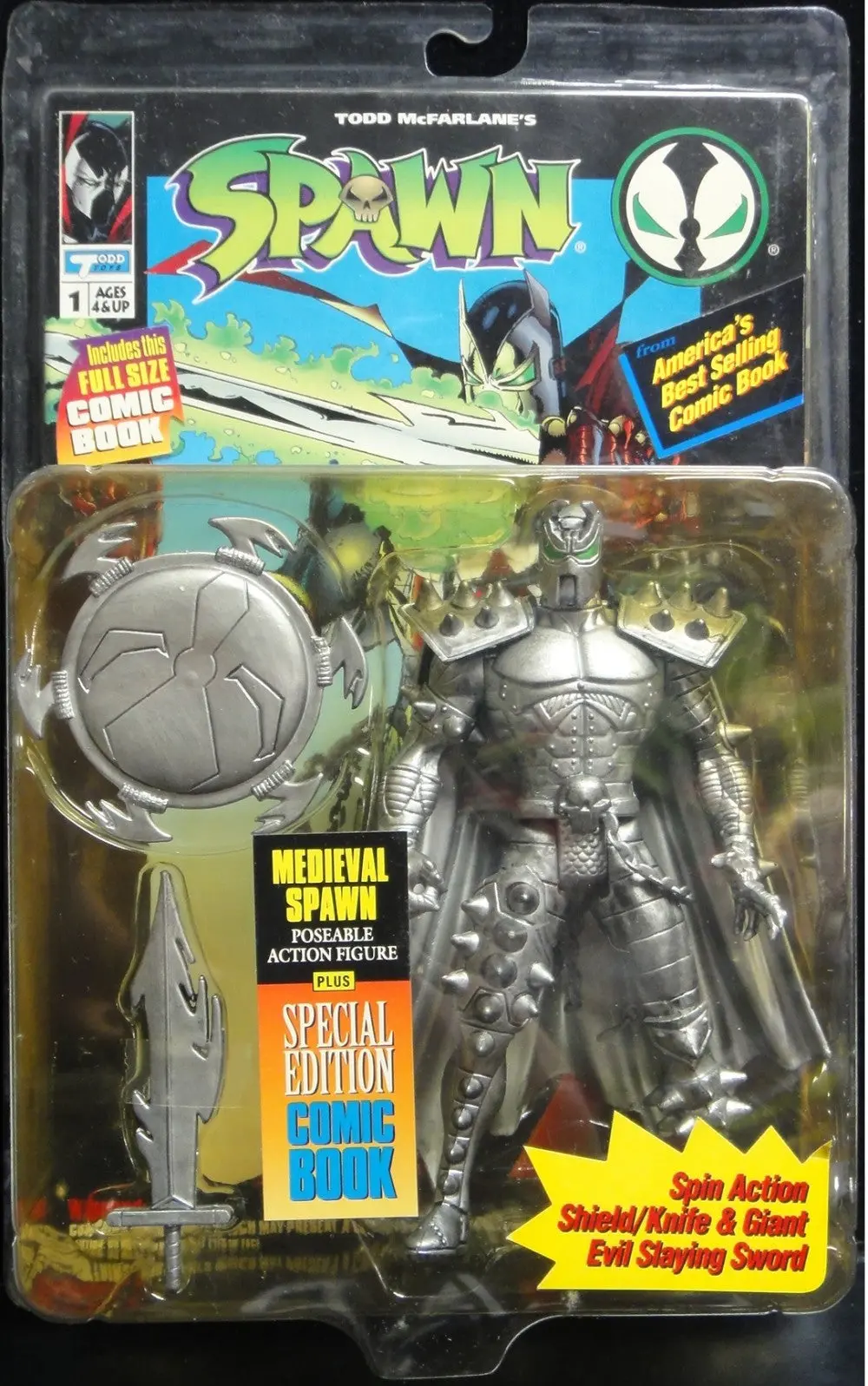 Mcfarlane Toys 再生俠 Todd Mcfarlane's Spawn Action Figures Medieval Spawn Poseable Action Figure Plus Special Edition Comic Book Variant 85901(Jpa-195) 1