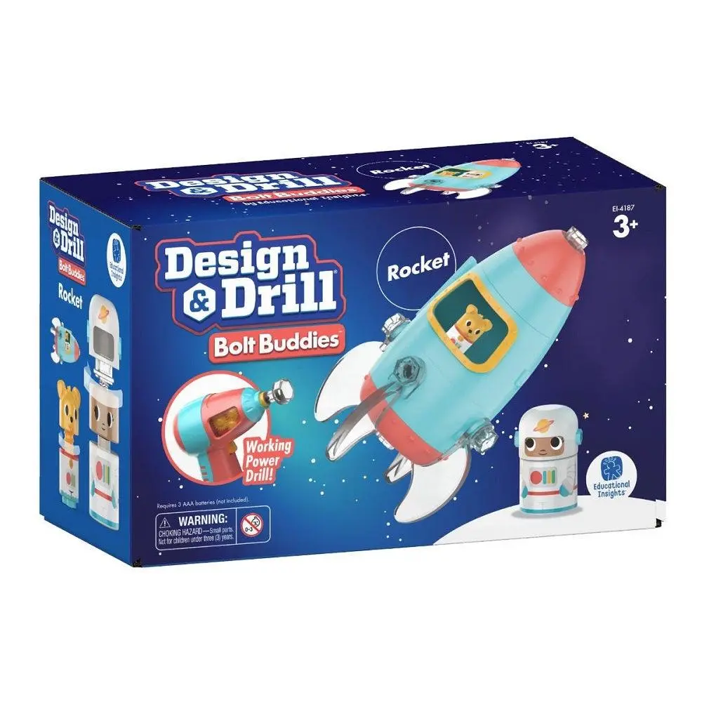 Learning Resources Design & Drill Bolt Buddies Rocket Blue & Red 1