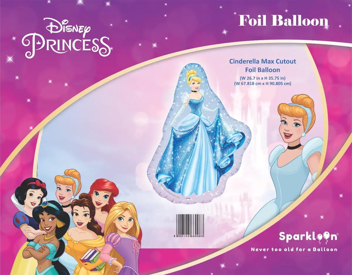 Disney Princess Cindrella Max Cutout Foil Balloon, Pack Of 1 2