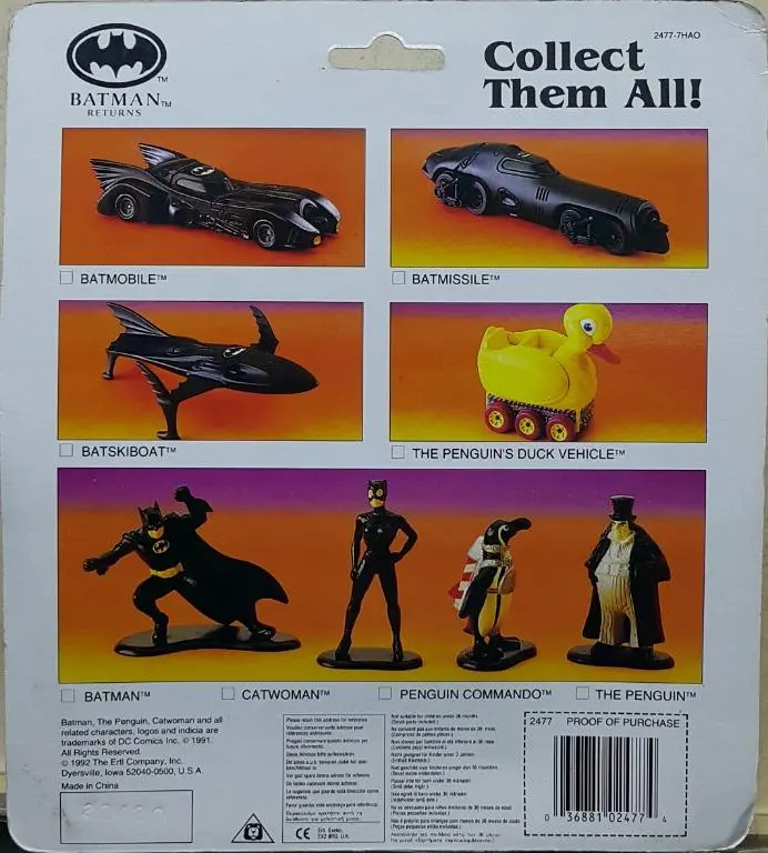 Ertl 02477 蝙蝠俠再戰風雲 壓鑄金屬製品 蝙蝠俠 與 蝙蝠車 套裝 Batman Returns Die-Cast Metal Batman & Batmobile (官倉) 1128766374 2