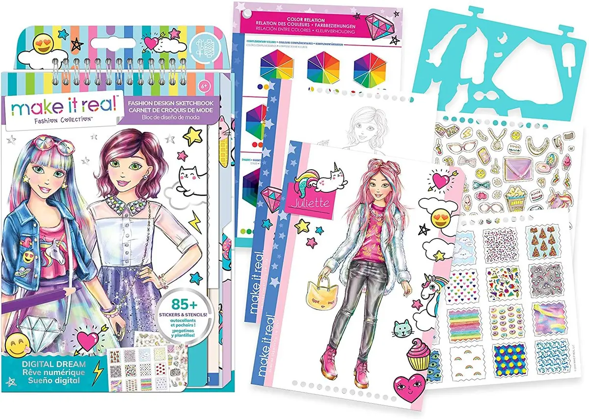 Make It Real Fashion Design Sketchbook: Digital Dream Multicolor 1