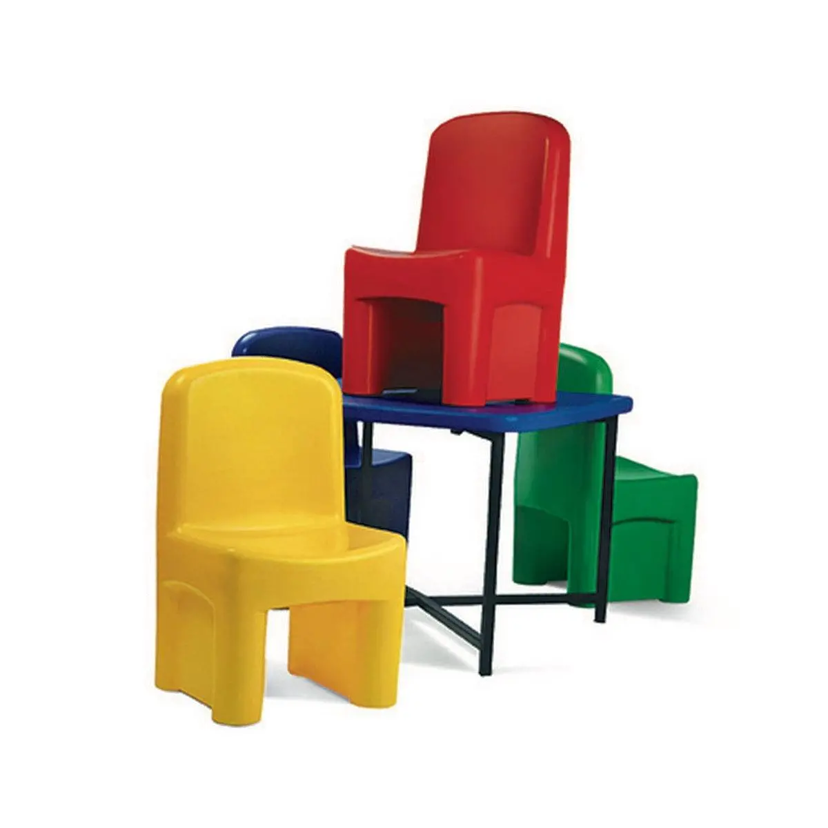 Ok Play Genius Group Set Of Four Chair And Table Classroom Furniture For Class 1 & 2, Perfect For Home And School, Blue, 2 To 4 Years 1