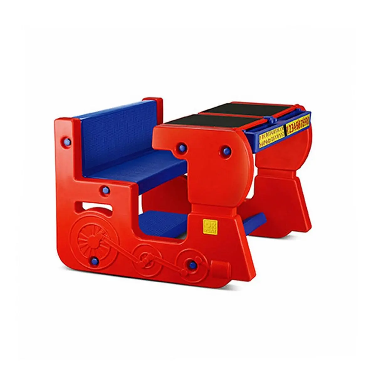Ok Play Fun On Wheel, Double Desk N Chair Set For Kids, Perfect For Home And School, Red & Blue, 2 To 4 Years 1
