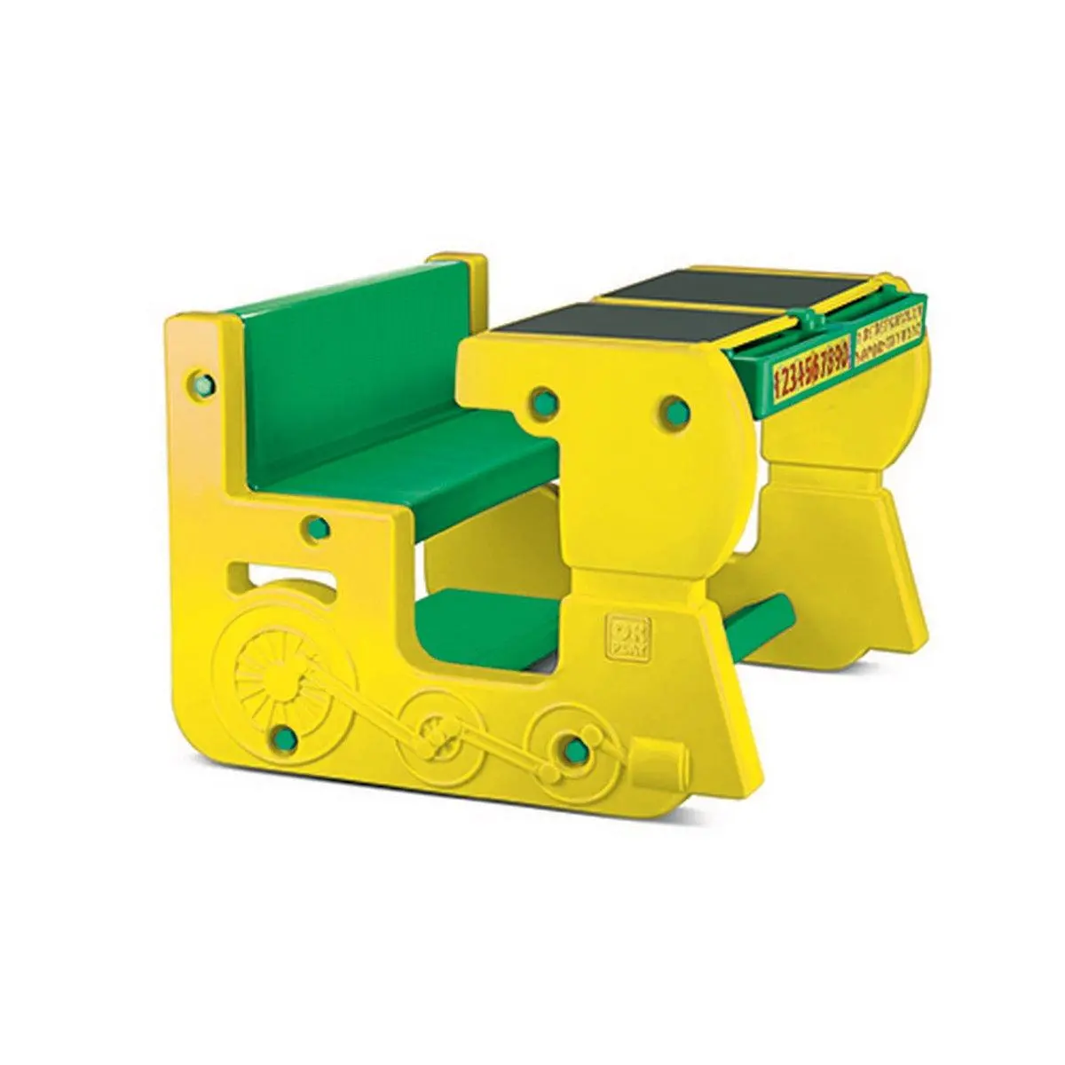 Ok Play Fun On Wheel, Double Desk N Chair Set For Kids, Perfect For Home And School, Yellow & Green, 2 To 4 Years 1